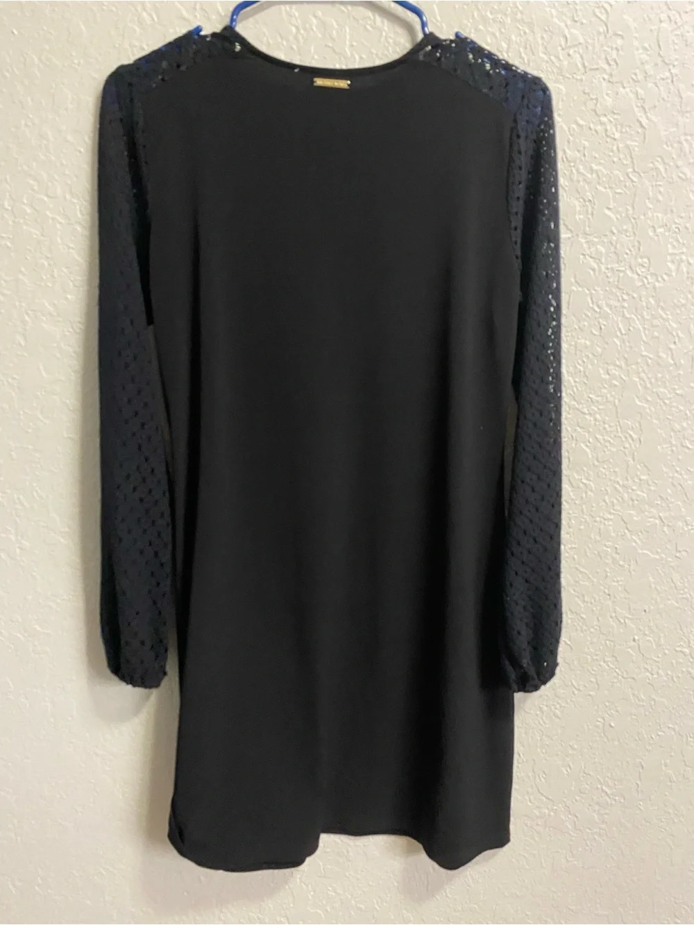 Michael Kors Black Mini Dress with Lace-Detail Sleeves, missing inside label